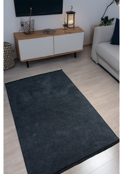 Antrasit Şönil Kilim Salon Oturma Çocuk Odası Hasır Yıkanabilir Yolluk Kaymaz Taban Halı Siyah fırsatları