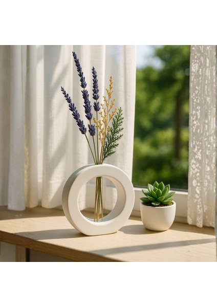 El Yapımı Halka Formlu Modern Vazo – Spiral Beton Tasarım (12,5×11 Cm)