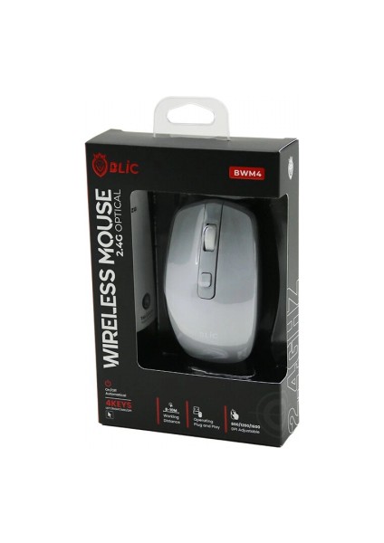 Blic-Bwm4 Beyaz Kablosuz Mouse 2.4g 8-10M Distance Wireless - Kablosuz 1600DPI (5324)