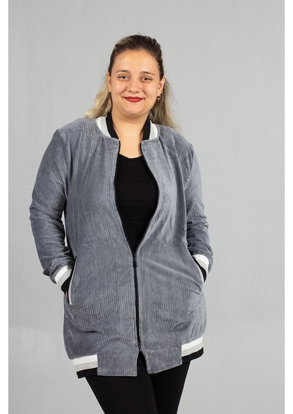 Kadife Kolej Mont Gri Fitilli Kadife Oversize Kolej Ceket fiyatları