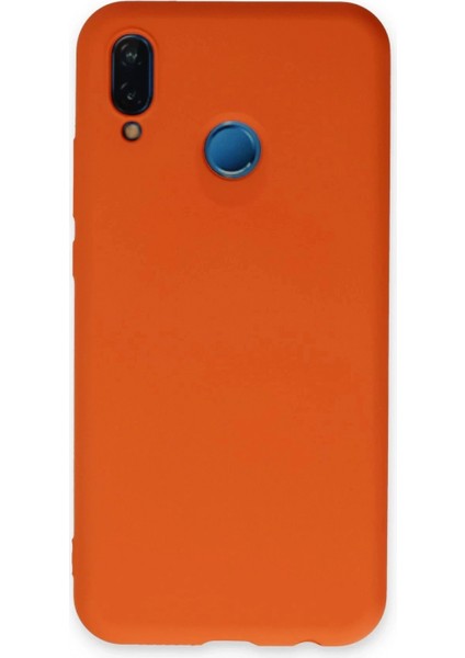 Huawei P20 Lite Kılıf Nano Içi Kadife Silikon - Turuncu (K95)
