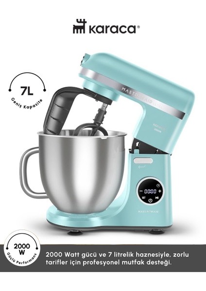 2000W Yüksek Güçlü ve 7 Litrelik Büyük Hazneli Dijital Ekranlı Çırpma, Karıştırma ve Hamur Yoğurma Makinesi & Mutfak Şefi + Hassas Mutfak Tartı