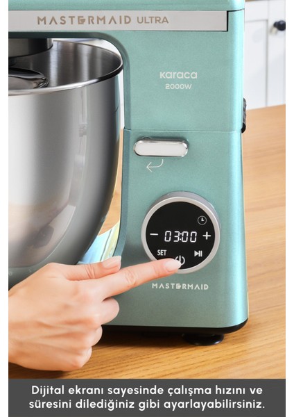 2000W Yüksek Güçlü ve 7 Litrelik Büyük Hazneli Dijital Ekranlı Çırpma, Karıştırma ve Hamur Yoğurma Makinesi & Mutfak Şefi + Hassas Mutfak Tartı