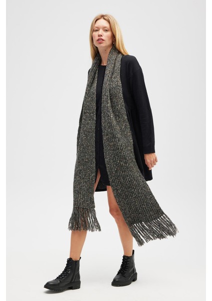 Mikado Yumuşak Dokulu Unisex Atkı - Antrasit Melanj