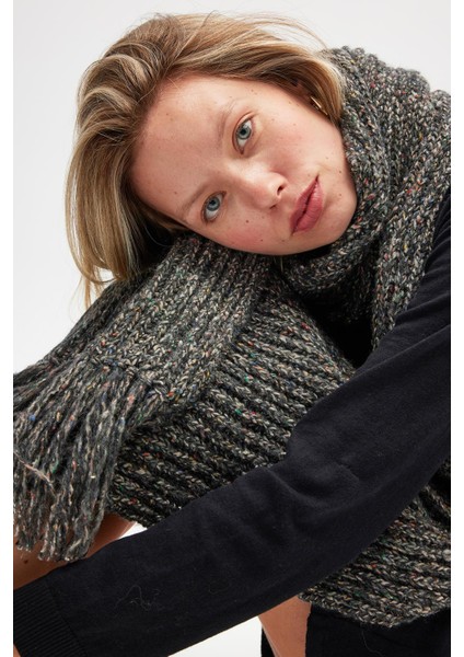 Mikado Yumuşak Dokulu Unisex Atkı - Antrasit Melanj modelleri