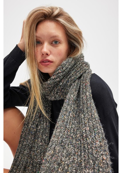 Mikado Yumuşak Dokulu Unisex Atkı - Antrasit Melanj fırsatları