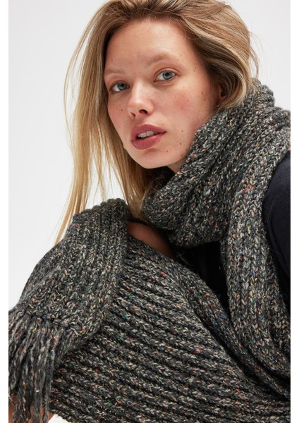 Mikado Yumuşak Dokulu Unisex Atkı - Antrasit Melanj indirimleri