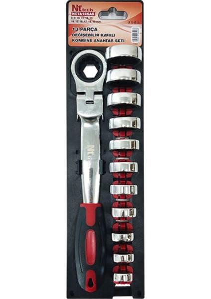 NCTA13KAS Değişebilir Kafalı Mafsallı Kombine Anahtar Seti 13 Parça