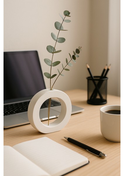 El Yapımı Halka Formlu Modern Vazo – Spiral Beton Tasarım (12,5×11 Cm)