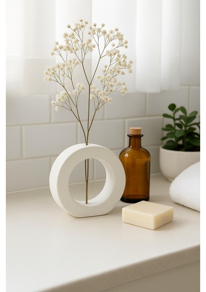 El Yapımı Halka Formlu Modern Vazo – Spiral Beton Tasarım (12,5×11 Cm)