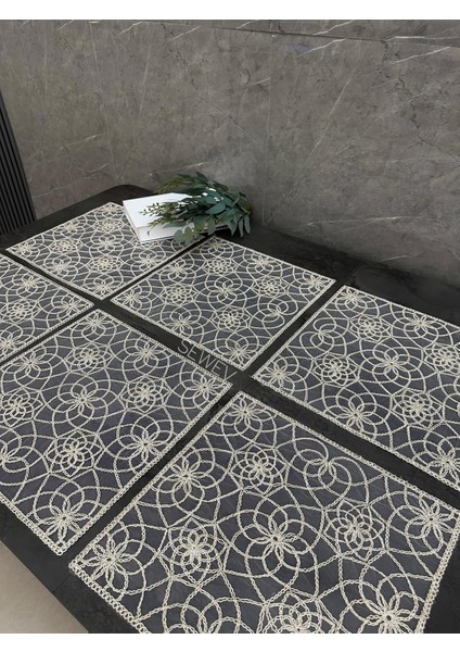 Dantelli Masa Örtüsü Fiskos Örtüsü (Sütlü Kahve)