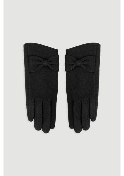 Fiyonklu Eldiven - Siyah