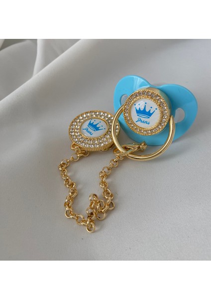 Altın Kaplama ''prenses” Yazılı Emzik Seti – Zirkon Taşlı Pembe ve Emzik Zincir fiyatları