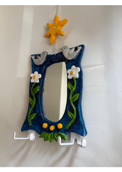 Doğa Desenli Aynalı Duvar Anahtar Askılığı modelleri