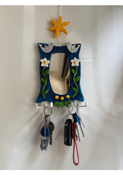 Doğa Desenli Aynalı Duvar Anahtar Askılığı fırsatları