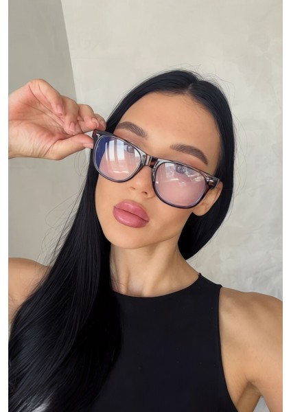 Round Model Blue Block Kadın Gözlük modelleri