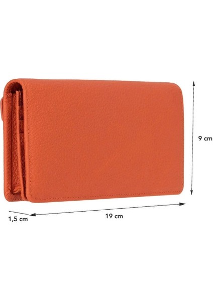 Aura Hakiki Deri, El Yapımı, Telefon Bölmeli, Kadın Cüzdanı, Portakal Renk fiyatları