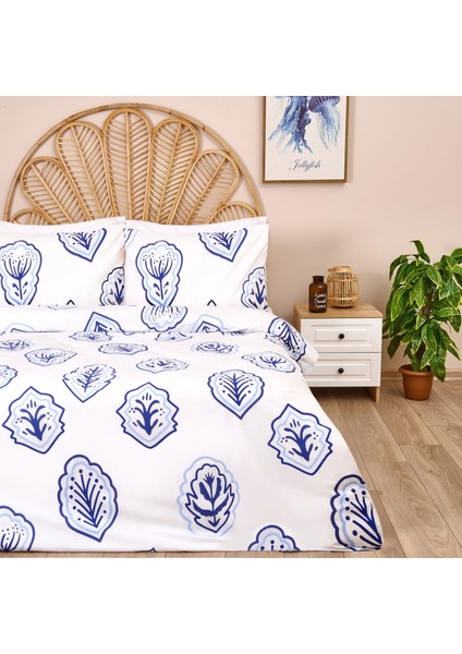 Soft Azul Çift Kişilik Nevresim Takımı - Mavi / Beyaz