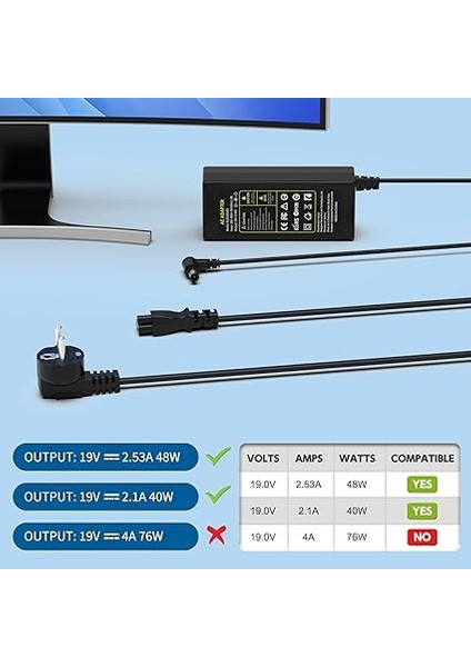 Voeding Voedingskabel Voor Lg Monitor 19 "20" 22 "23" 24 "27" 29 "32" 34 22" 32" Voor LED LCD Breedbeeld Hdtv Oplader Oplaadkabel Voor Tv Oplader fiyatları