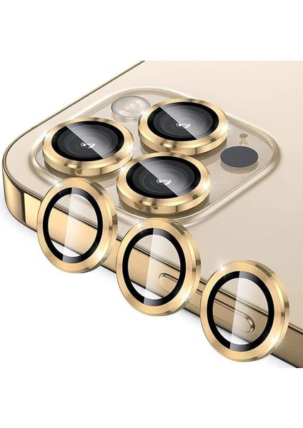 Heartz iphone 15 Pro / 15 Pro Max Gold Için Kamera Lens Koruyucu Çizilmez Hd Görüntü Bozmaz Metal Temperli Cam