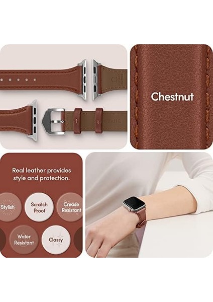 Ciel By 42MM Seri 11/10 - 41MM Seri 9/8/7 - 40MM Seri Se2/se/6/5/4 ile Uyumlu Kordon Kayış Kajuk Band Chestnut - AMP05442 fiyatları