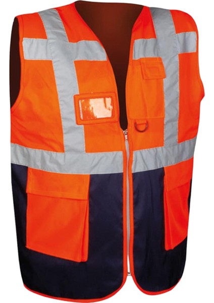 Reflektörlü Mühendis Yeleği (Turuncu/lacivert)