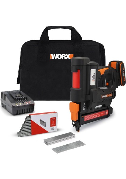 WX844 20VOLT/2.0AH Li-Ion 16-40MM Profesyonel Şarjlı Zımba Makinesi + 2700 Adet Yedek Zımba