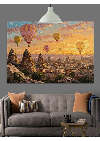Sıcak Hava Balonları Uçuyor Kapadokya Dekoratif Kanvas - Mdf Ahşap Tablo modelleri