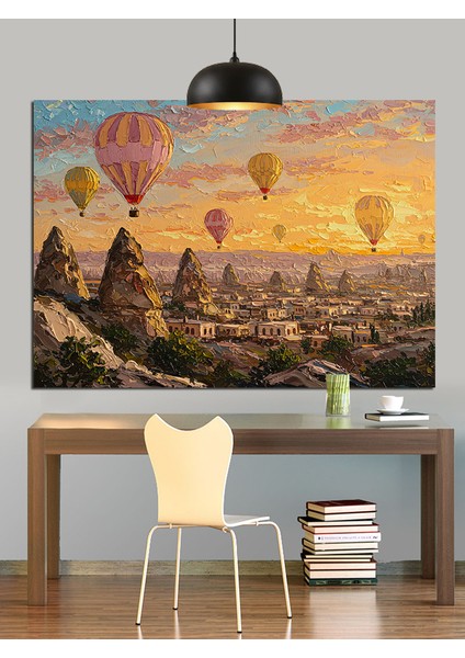 Sıcak Hava Balonları Uçuyor Kapadokya Dekoratif Kanvas - Mdf Ahşap Tablo fırsatları