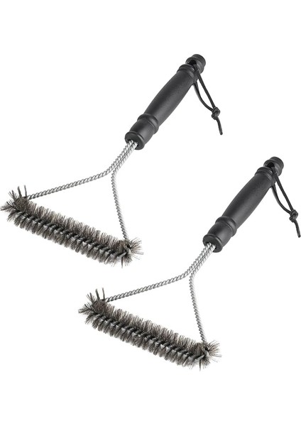 2 Adet Izgara Fırçası, Izgara Fırçası, 30 cm Paslanmaz Çelik Izgara Temizleme Fırçası, Üçgen 360° Izgara, Tel Fırça, Kömür Mangalı Için Mangal Aksesuarı, Küre Izgara, Temizleyici Fırça