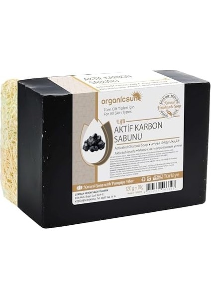 Organicsun Doğal Kabak Lifli Aktif Karbon Sabunu 120 gr Tüm Cilt Tipleri Için Kırışıklık ve Yaşlanma Karşıtı