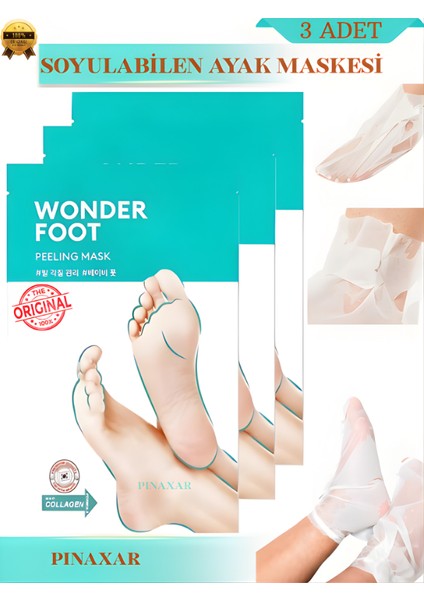 Ölü Deri ve Çatlaklar Için Soyulabilen Ayak Peeling Maskesi 50ML Wonder Foot Peeling 3 Adet