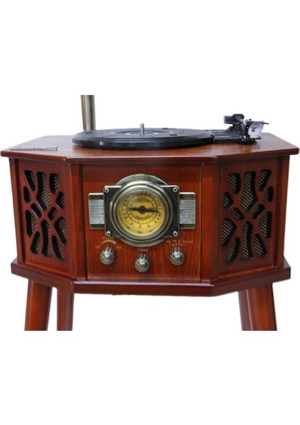 Gramofon Ahşap Standlı Pikap Plakçalar Radyo Bluetooth USB 130CM CW003 indirimleri