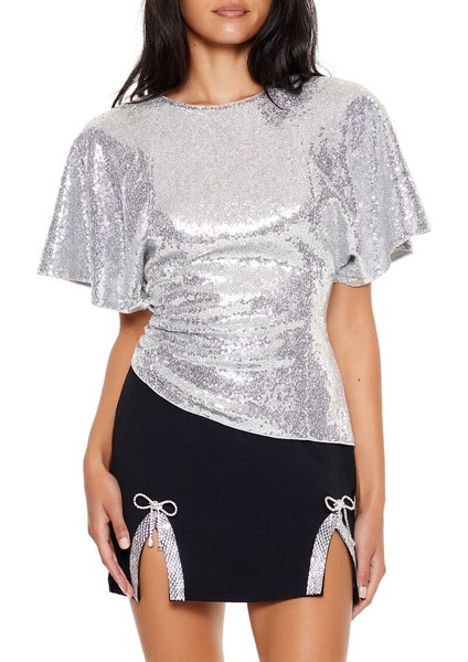 Payetli Kelebek Kollu Bluz fiyatları