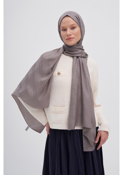 Simetrik Jakar Italyan Ipekli Şal Küllü Gri