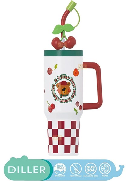 2 Adet Vagonlife Kulplu Çelik Termos Kiraz Desen 1200 cc fiyatları