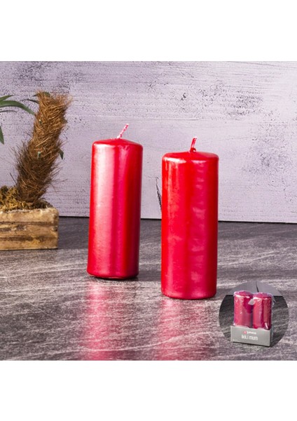 2 Adet Tohana Metalik Kırmızı Mum 2'li 10X4 cm fiyatları