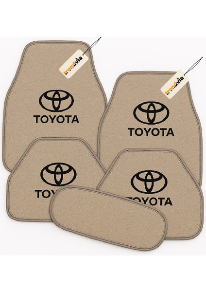 Toyota Logolu Halı Oto Paspas Seti – 5 Parça, Kaymaz Tabanlı ve Dayanıklı Malzeme
