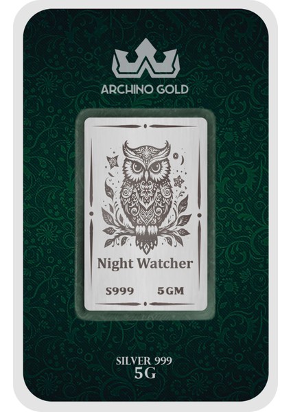 ve derin bilgeliğin simgesi olan baykuş temalı hediyelik 5 gram 999 ayar gümüş külçesı-735