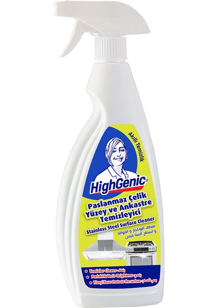 4 Adet Highgenic Paslanmaz Çelik Yüzey ve Ankastre Temizleyici 750 ml fiyatları