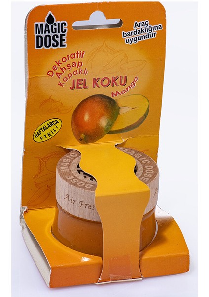 3 Adet Magic Dose Dekoratif Ahşap Kapaklı Jel Koku 50ML - Mango fiyatları