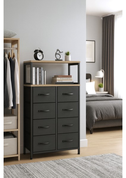 2 Raflı 8 Çekmeceli Şifonyer Yatak Odası Çocuk Odası Düzenleyici Deri Çekmeceli Organizer fiyatları