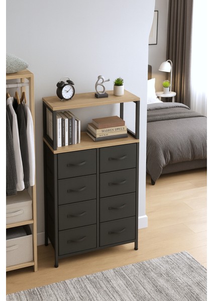 2 Raflı 8 Çekmeceli Şifonyer Yatak Odası Çocuk Odası Düzenleyici Deri Çekmeceli Organizer modelleri