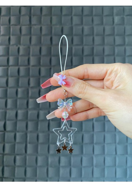 Yıldızlı Hologramlı Phone Charm