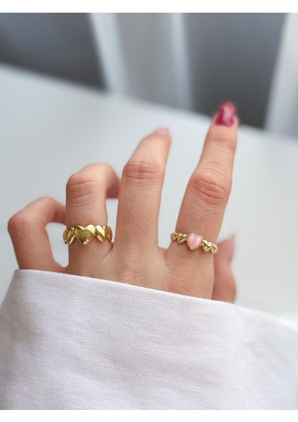 Çelik Kalp Yüzük Seti