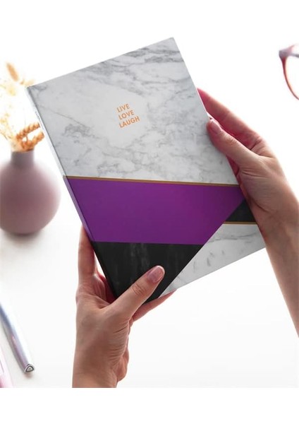 Mermer Defter Çizgili Mor 17X24CM