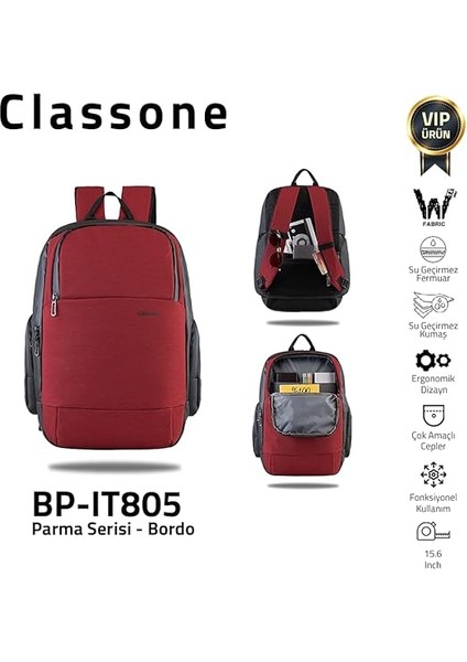 BP-IT805 Parma 15.6" Notebook, Laptop Sırt Çantası-Bordo fiyatları