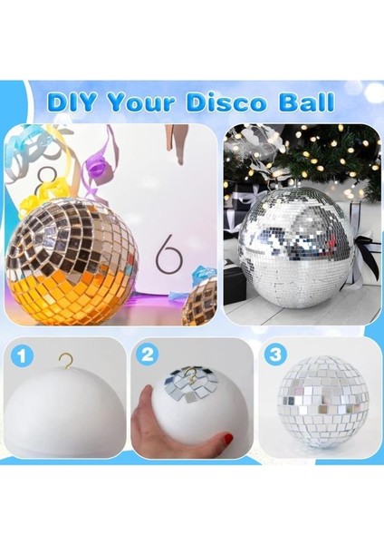 Disko Topu Yapma 4 Rulo Gümüş Aynalı Mozaik Taşlı Dekor Bant Kare Cam Ayna Taş Parti Takı Bandı modelleri