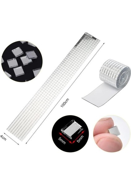 Disko Topu Yapma 4 Rulo Gümüş Aynalı Mozaik Taşlı Dekor Bant Kare Cam Ayna Taş Parti Takı Bandı fırsatları