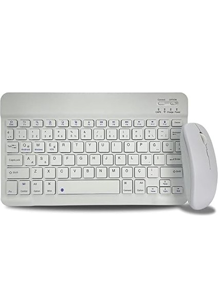 Bluetooth Kablosuz Türkçe Klavye ve Fare ile Mini Şarj Edilebilir Alüminyum Alışım Bluetooth Mouse Süper Hafif Taşınabillir Bluetooth Eşleştirmeli Midi Klavye 25CM x 15CM 2 Renk Seçeneği (Beyaz) modelleri